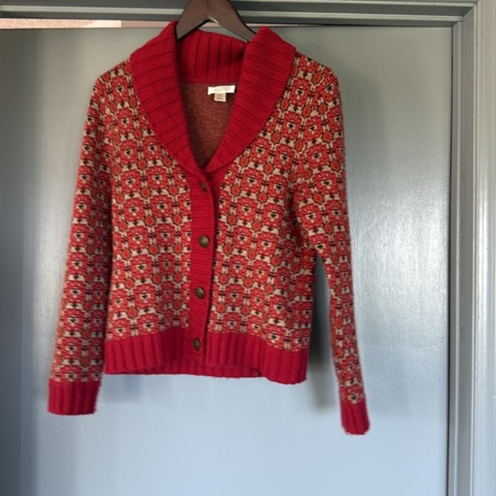 Vtg Christopher Banks Orange Brown Button Front Cardigan Long Sleeves sz Small